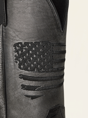 Ariat 10061191 Mens Circuit Patriot Western Boot Black Night shaft close up. If you need any assistance with this item or the purchase of this item please call us at five six one seven four eight eight eight zero one Monday through Saturday 10:00a.m EST to 8:00 p.m EST

