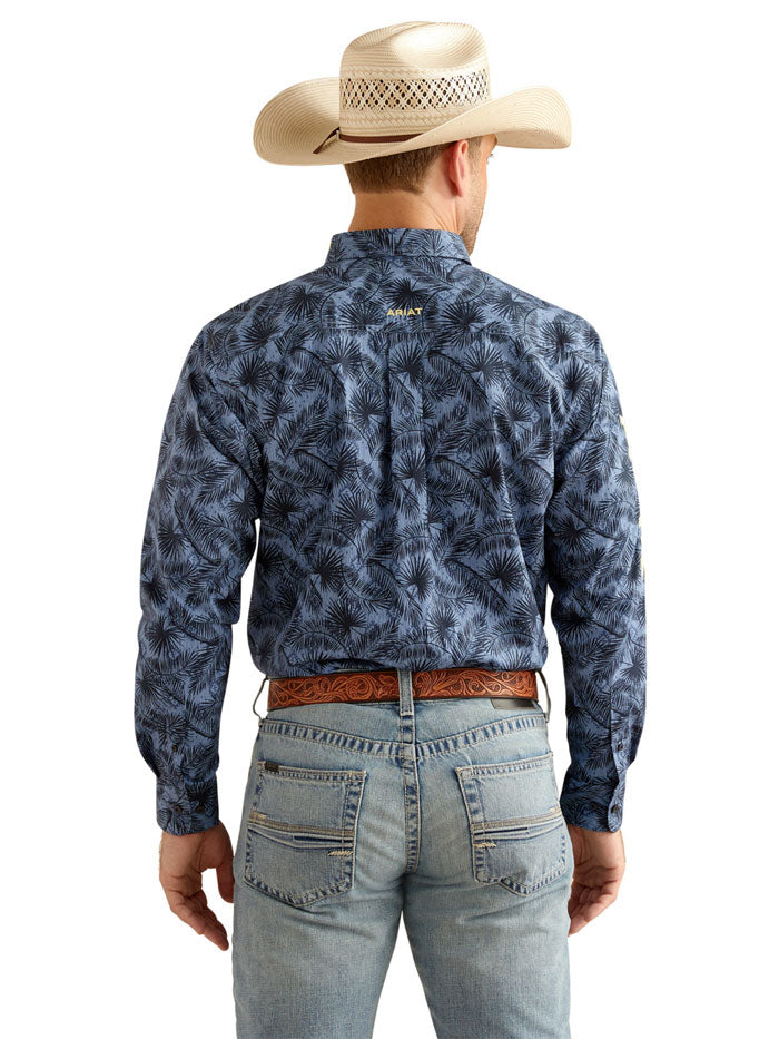 Ariat 10048393 Mens Team Garett Classic Fit Shirt Blue front view. If you need any assistance with this item or the purchase of this item please call us at five six one seven four eight eight eight zero one Monday through Saturday 10:00a.m EST to 8:00 p.m EST