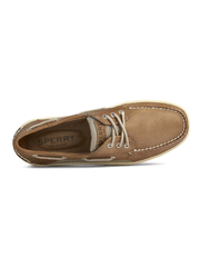 Sperry 0799320 Mens Billfish 3-Eye Boat Shoe Dark Tan view from above. If you need any assistance with this item or the purchase of this item please call us at five six one seven four eight eight eight zero one Monday through Saturday 10:00a.m EST to 8:00 p.m EST