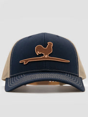 Beach & Barn ETCHED LEATHER Snapback Hat Navy Khaki front view. If you need any assistance with this item or the purchase of this item please call us at five six one seven four eight eight eight zero one Monday through Saturday 10:00a.m EST to 8:00 p.m EST