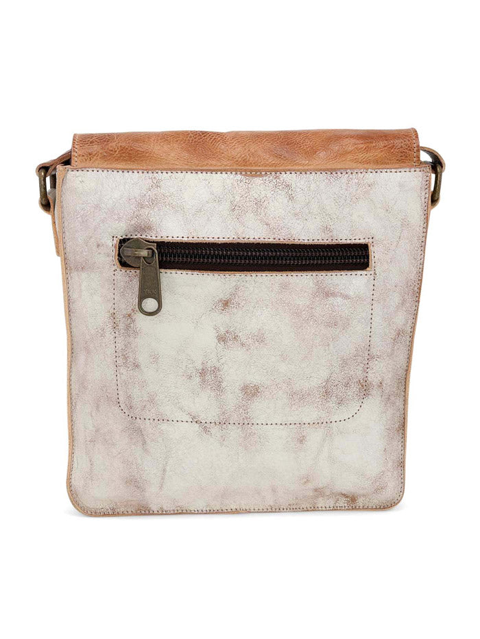 Bed Stu A610012-NTTNRS-X Womens Venice Beach Crossbody Handbag Nectar Lux Tan Rustic front view on model. If you need any assistance with this item or the purchase of this item please call us at five six one seven four eight eight eight zero one Monday through Saturday 10:00a.m EST to 8:00 p.m EST
