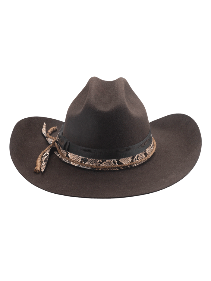 Bullhide TEXAS HOLD'EM 0872CH Premium Wool Hat Dark Brown front and side view. If you need any assistance with this item or the purchase of this item please call us at five six one seven four eight eight eight zero one Monday through Saturday 10:00a.m EST to 8:00 p.m EST