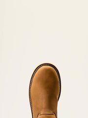 Ariat 10053613 Mens Rebar Wedge Pull-On Waterproof Composite Toe Work Boot Distressed Brown toe view. If you need any assistance with this item or the purchase of this item please call us at five six one seven four eight eight eight zero one Monday through Saturday 10:00a.m EST to 8:00 p.m EST