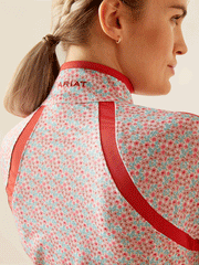 Ariat 10049049 Womens Sunstopper 3.0 Baselayer Petals Coral close up of back view. If you need any assistance with this item or the purchase of this item please call us at five six one seven four eight eight eight zero one Monday through Saturday 10:00a.m EST to 8:00 p.m EST