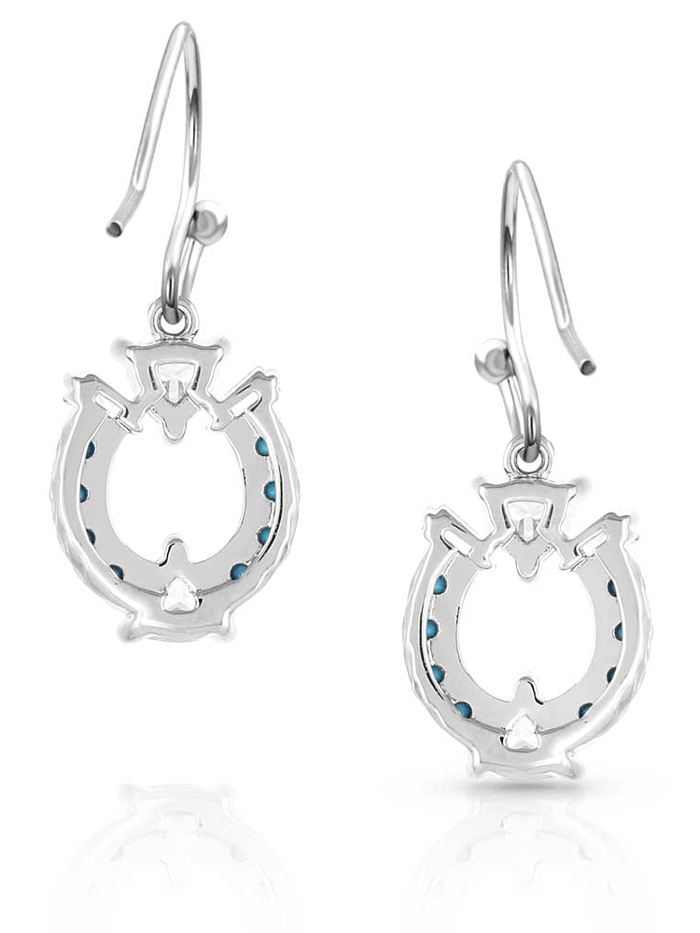 Montana Silversmiths ER5511 Womens Luck Defined Crystal Turquoise Earrings Silver front view. If you need any assistance with this item or the purchase of this item please call us at five six one seven four eight eight eight zero one Monday through Saturday 10:00a.m EST to 8:00 p.m EST