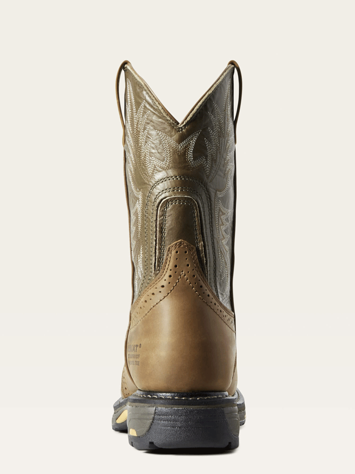 Ariat 10008635 Mens WorkHog Waterproof Composite Toe Work Boot Aged Bark front and side view. If you need any assistance with this item or the purchase of this item please call us at five six one seven four eight eight eight zero one Monday through Saturday 10:00a.m EST to 8:00 p.m EST