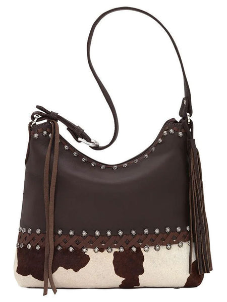 American West 1050381 Ladies Wild Horses Zip Top Shoulder Bag Pony Hair On front view. If you need any assistance with this item or the purchase of this item please call us at five six one seven four eight eight eight zero one Monday through Saturday 10:00a.m EST to 8:00 p.m EST