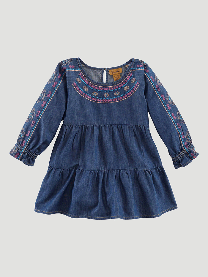 wrangler denim western dress Wrangler Women's Long Sleeve Western Denim Dress - Dark Denim