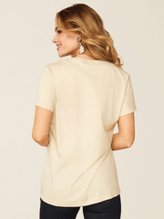 Ariat 10052545 Womens Saguro Modern Tee Natural back view. If you need any assistance with this item or the purchase of this item please call us at five six one seven four eight eight eight zero one Monday through Saturday 10:00a.m EST to 8:00 p.m EST