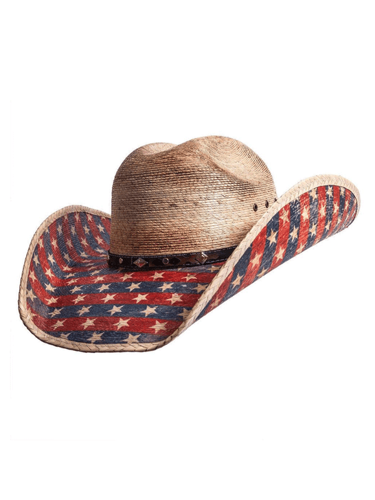 American Hat Makers PATRIOT Straw Western Hat Natural front and side view. If you need any assistance with this item or the purchase of this item please call us at five six one seven four eight eight eight zero one Monday through Saturday 10:00a.m EST to 8:00 p.m EST