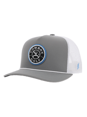 Hooey 2330T-GYWH COWBOY GOLF High Profile Trucker Hat Grey And White front and side view. If you need any assistance with this item or the purchase of this item please call us at five six one seven four eight eight eight zero one Monday through Saturday 10:00a.m EST to 8:00 p.m EST

