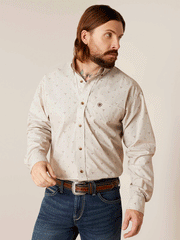Ariat 10046223 Mens Beau Classic Fit Shirt Sandshell front view. If you need any assistance with this item or the purchase of this item please call us at five six one seven four eight eight eight zero one Monday through Saturday 10:00a.m EST to 8:00 p.m EST