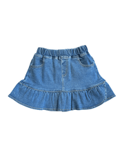 Shea Baby SBD01 Kids Ruffle Denim Skirt Blue front view