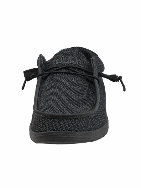 Hey Dude 150204942 Mens Wally Sox Micro Total Black front view. If you need any assistance with this item or the purchase of this item please call us at five six one seven four eight eight eight zero one Monday through Saturday 10:00a.m EST to 8:00 p.m EST
