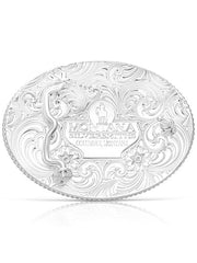 Montana Silversmiths 1255-528 Bull Rider Classic Western Buckle Silver back view. If you need any assistance with this item or the purchase of this item please call us at five six one seven four eight eight eight zero one Monday through Saturday 10:00a.m EST to 8:00 p.m EST