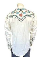 Rockmount 6865-IVO Mens Agave Cactus Floral Embroidery Western Shirt Ivory back view. If you need any assistance with this item or the purchase of this item please call us at five six one seven four eight eight eight zero one Monday through Saturday 10:00a.m EST to 8:00 p.m EST