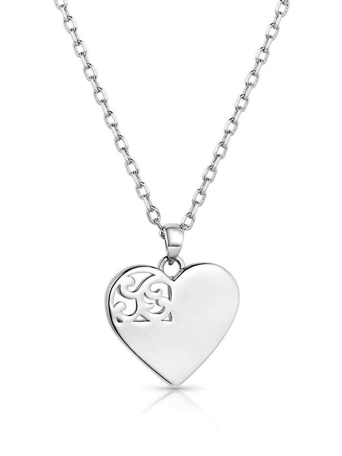 Montana Silversmiths NC5818 Womens Love for Texas Necklace Silver front. If you need any assistance with this item or the purchase of this item please call us at five six one seven four eight eight eight zero one Monday through Saturday 10:00a.m EST to 8:00 p.m EST