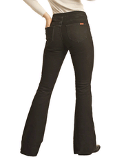 Rock & Roll Denim BW6PD02928 Womens Reversible Button Flare Pant Black back view. If you need any assistance with this item or the purchase of this item please call us at five six one seven four eight eight eight zero one Monday through Saturday 10:00a.m EST to 8:00 p.m EST
