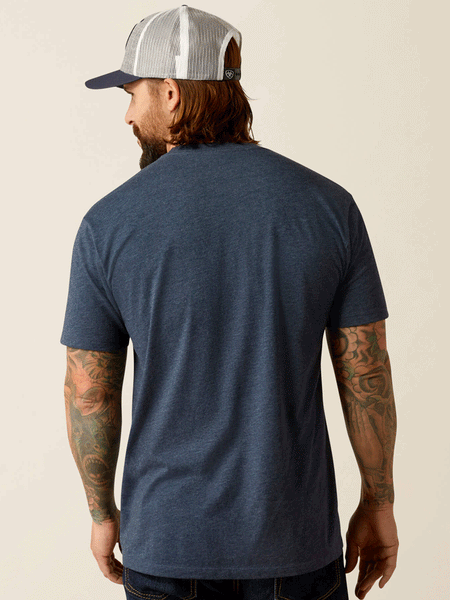 Ariat 10054179 Mens Liberty USA Digi Camo T-Shirt Navy Heather back view. If you need any assistance with this item or the purchase of this item please call us at five six one seven four eight eight eight zero one Monday through Saturday 10:00a.m EST to 8:00 p.m EST

