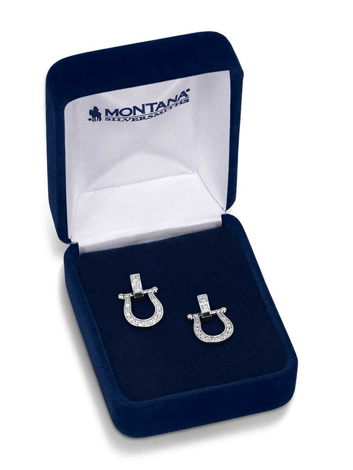 Montana Silversmiths ER5824 Womens Ride in Style Crystal Earrings Silver front. If you need any assistance with this item or the purchase of this item please call us at five six one seven four eight eight eight zero one Monday through Saturday 10:00a.m EST to 8:00 p.m EST

