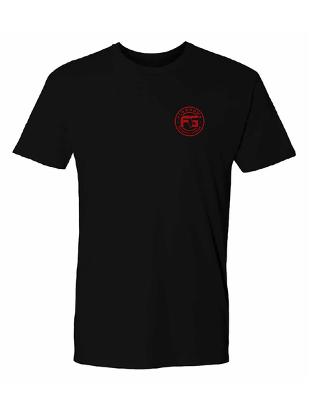 FloGrown FGM-1631 Mens Sailfish's Flag Plank Tee Black front view. If you need any assistance with this item or the purchase of this item please call us at five six one seven four eight eight eight zero one Monday through Saturday 10:00a.m EST to 8:00 p.m EST