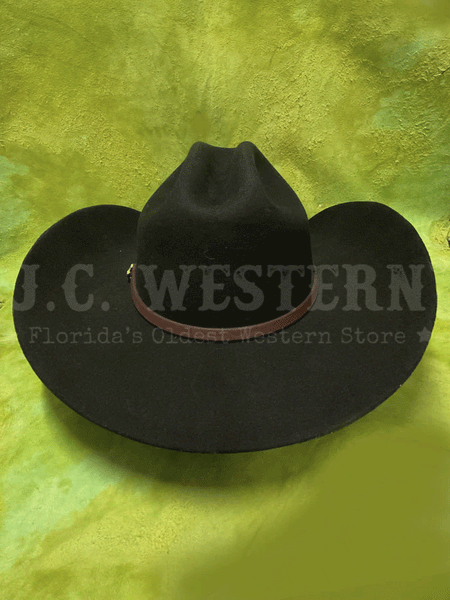 Justin JF0242LNST 2X Lone Star Premium Wool Hat Black back view. If you need any assistance with this item or the purchase of this item please call us at five six one seven four eight eight eight zero one Monday through Saturday 10:00a.m EST to 8:00 p.m EST