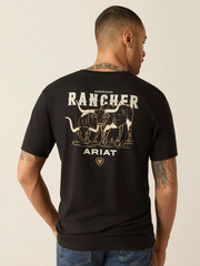 Ariat 10052018 Mens American Rancher T-Shirt Black back view. If you need any assistance with this item or the purchase of this item please call us at five six one seven four eight eight eight zero one Monday through Saturday 10:00a.m EST to 8:00 p.m EST