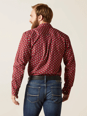 Ariat 10046207 Mens Wrinkle Free Kyler Fitted Shirt Biking Red back view. If you need any assistance with this item or the purchase of this item please call us at five six one seven four eight eight eight zero one Monday through Saturday 10:00a.m EST to 8:00 p.m EST
