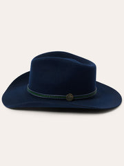 Stetson TWWDRW-4232-48 WOODROW Felt Hat Navy side view. If you need any assistance with this item or the purchase of this item please call us at five six one seven four eight eight eight zero one Monday through Saturday 10:00a.m EST to 8:00 p.m EST