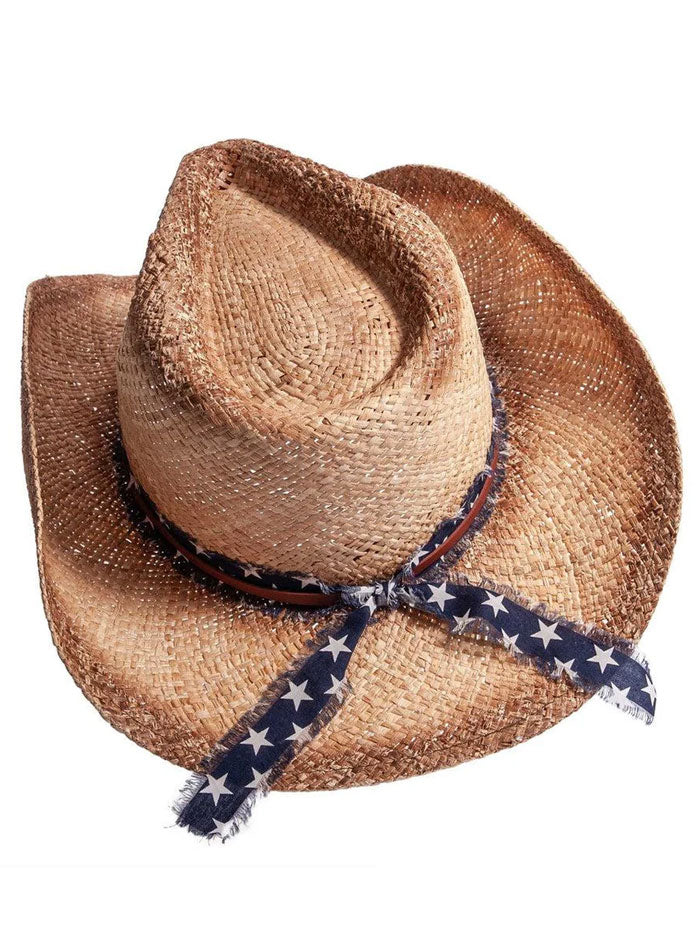 American Hat Makers DUSTY Straw Sun Hat Natural side / front view. If you need any assistance with this item or the purchase of this item please call us at five six one seven four eight eight eight zero one Monday through Saturday 10:00a.m EST to 8:00 p.m EST