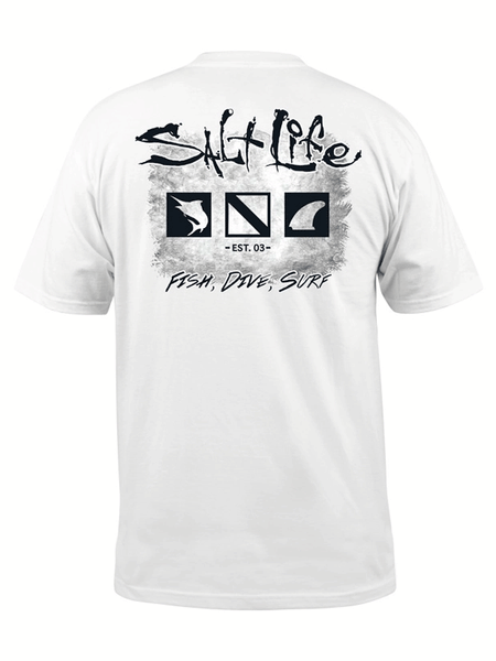 Salt Life SLM11031-WHT Mens Old School Short Sleeve Pocket Tee White back view. If you need any assistance with this item or the purchase of this item please call us at five six one seven four eight eight eight zero one Monday through Saturday 10:00a.m EST to 8:00 p.m EST