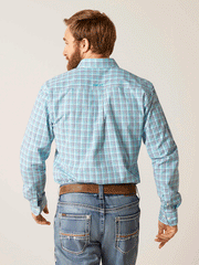 Ariat 10046234 Mens Pro Series Bailey Fitted Shirt Turquoise back view. If you need any assistance with this item or the purchase of this item please call us at five six one seven four eight eight eight zero one Monday through Saturday 10:00a.m EST to 8:00 p.m EST