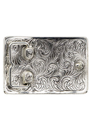 AndWest 751 Longhorn Skull Texas State Buckle Gold And Silver back view. If you need any assistance with this item or the purchase of this item please call us at five six one seven four eight eight eight zero one Monday through Saturday 10:00a.m EST to 8:00 p.m EST