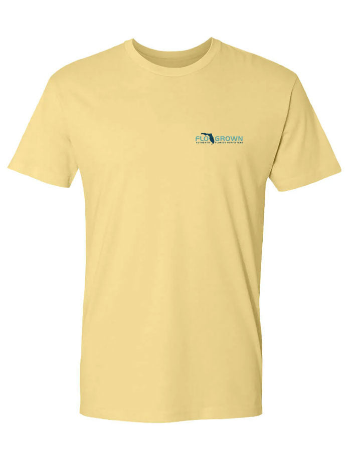 FloGrown FGM-1727 Mens Sportsman Lifestyle Tee Yellow back view. If you need any assistance with this item or the purchase of this item please call us at five six one seven four eight eight eight zero one Monday through Saturday 10:00a.m EST to 8:00 p.m EST