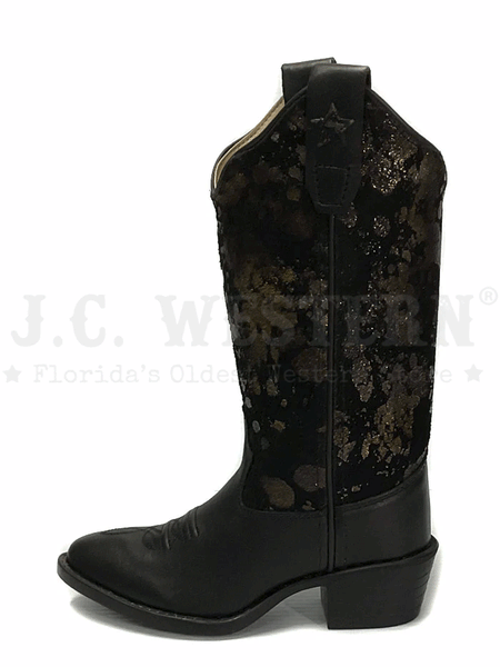 Old West 8162 Kids Western Boot Black side view. If you need any assistance with this item or the purchase of this item please call us at five six one seven four eight eight eight zero one Monday through Saturday 10:00a.m EST to 8:00 p.m EST