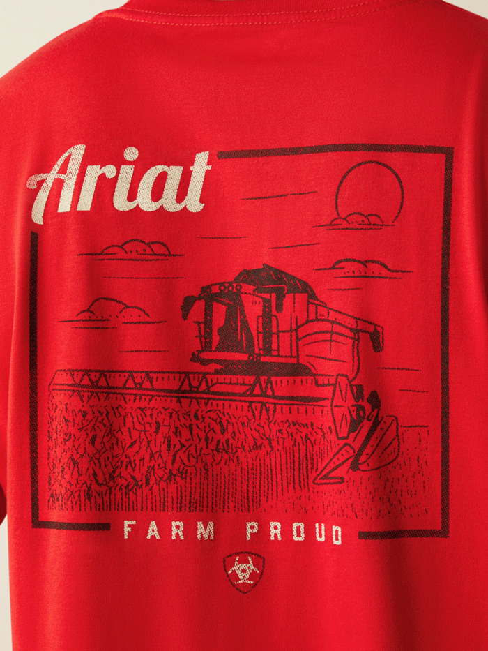 Ariat 10054840 Mens Proud Farmer T-Shirt Redline back view. If you need any assistance with this item or the purchase of this item please call us at five six one seven four eight eight eight zero one Monday through Saturday 10:00a.m EST to 8:00 p.m EST