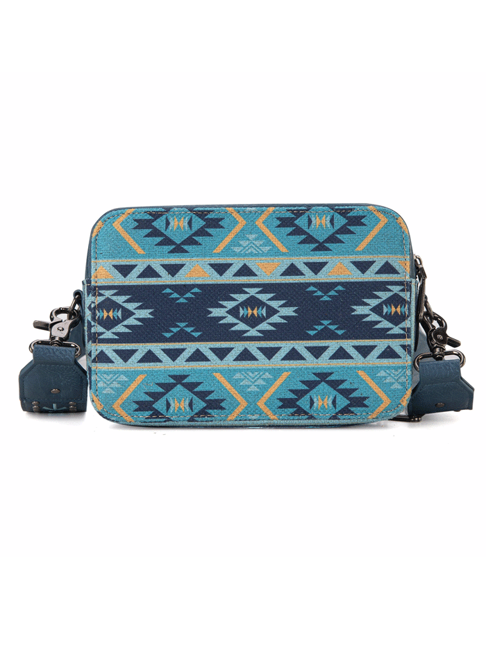 Wrangler WG2207-3003NY Womens Aztec Printed Crossbody Purse With Wallet Compartment Navy front. If you need any assistance with this item or the purchase of this item please call us at five six one seven four eight eight eight zero one Monday through Saturday 10:00a.m EST to 8:00 p.m EST

