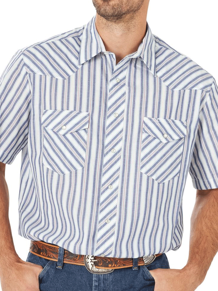Assorted Wrangler Mens Western Short Sleeve Stripe Shirt 76201AA-76951PP various patterns. If you need any assistance with this item or the purchase of this item please call us at five six one seven four eight eight eight zero one Monday through Saturday 10:00a.m EST to 8:00 p.m EST