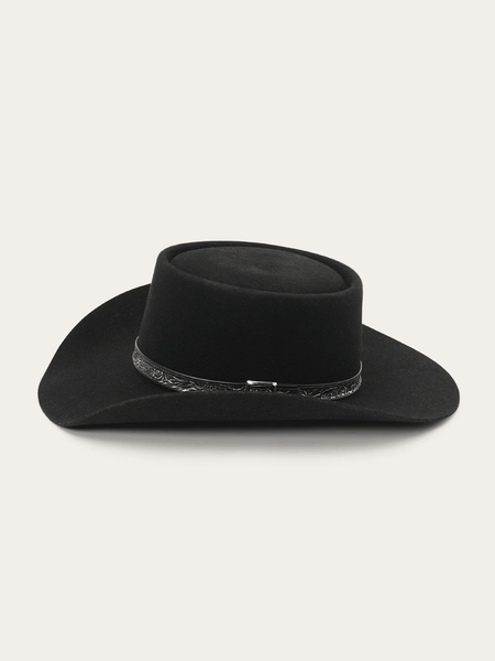 Stetson SBRVGR-463407 Revenger 4X Cowboy Hat Black side view. If you need any assistance with this item or the purchase of this item please call us at five six one seven four eight eight eight zero one Monday through Saturday 10:00a.m EST to 8:00 p.m EST
