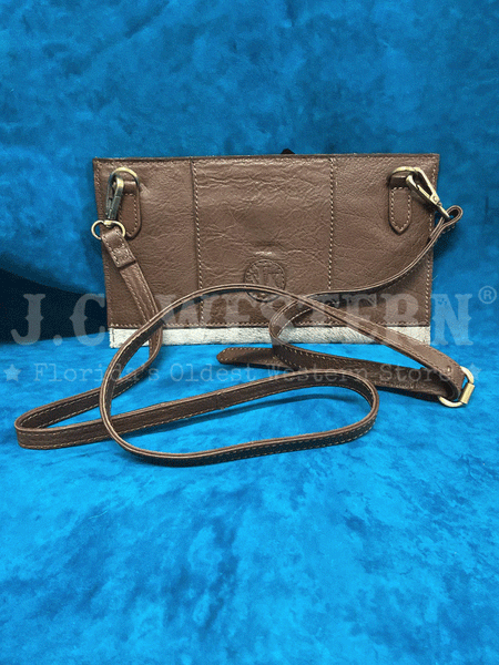 Western Fashion SVK-961 Oil Calf Hand Tooled Hair On Handbag Tan back view. If you need any assistance with this item or the purchase of this item please call us at five six one seven four eight eight eight zero one Monday through Saturday 10:00a.m EST to 8:00 p.m EST