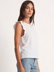 Z Supply ZT241299S Womens Marielle Flutter Tank White side view. If you need any assistance with this item or the purchase of this item please call us at five six one seven four eight eight eight zero one Monday through Saturday 10:00a.m EST to 8:00 p.m EST