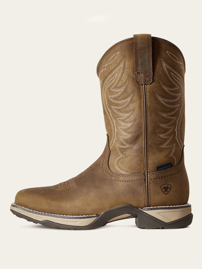 Ariat 10029528 Womens Anthem Waterproof Western Boot Distressed Brown front and side view. If you need any assistance with this item or the purchase of this item please call us at five six one seven four eight eight eight zero one Monday through Saturday 10:00a.m EST to 8:00 p.m EST

