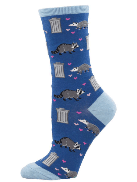 Socksmith WNC2381-BLU Womens Trashy Love Socks Blue side view. If you need any assistance with this item or the purchase of this item please call us at five six one seven four eight eight eight zero one Monday through Saturday 10:00a.m EST to 8:00 p.m EST