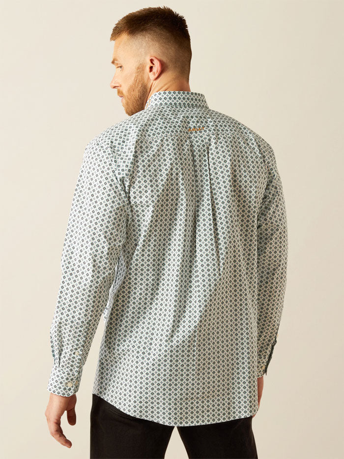 Ariat 10058962 Mens Team Franklin Classic Fit Shirt Brown Light Blue front view. If you need any assistance with this item or the purchase of this item please call us at five six one seven four eight eight eight zero one Monday through Saturday 10:00a.m EST to 8:00 p.m EST