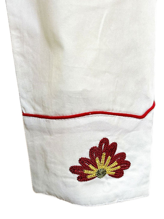Rockmount 7811-IVO Women's Vintage Floral Embroidered Western Shirt Ivory cuff close up. If you need any assistance with this item or the purchase of this item please call us at five six one seven four eight eight eight zero one Monday through Saturday 10:00a.m EST to 8:00 p.m EST