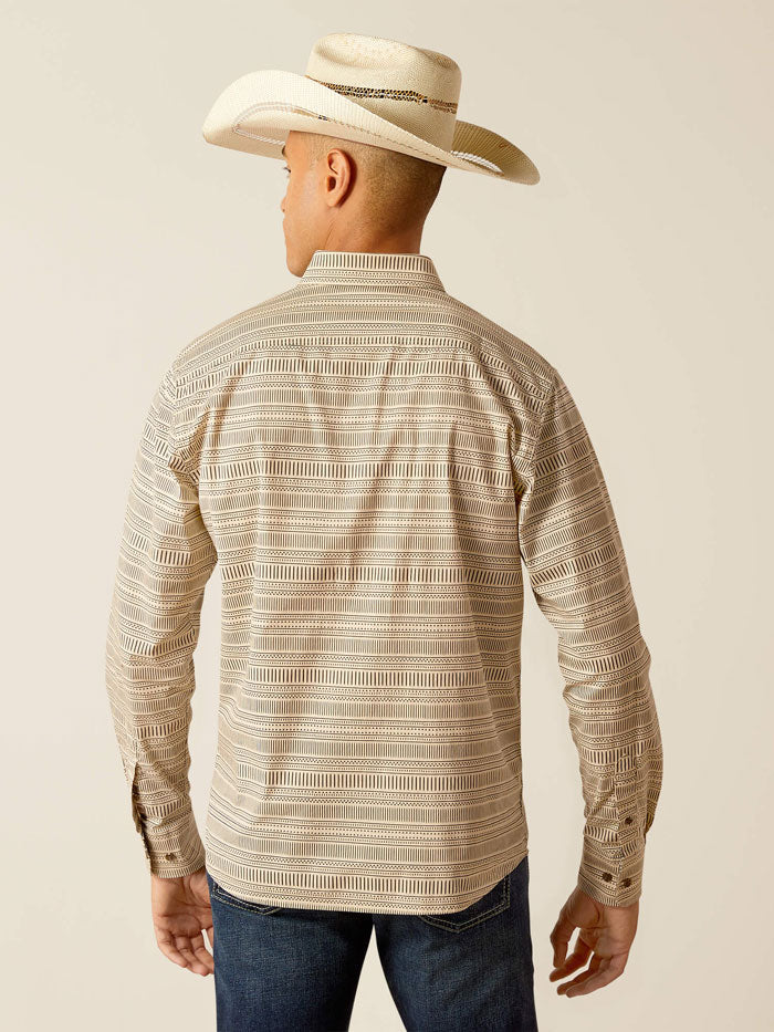 Ariat 10048634 Mens Marvin Stretch Modern Fit Shirt Sandshell front view. If you need any assistance with this item or the purchase of this item please call us at five six one seven four eight eight eight zero one Monday through Saturday 10:00a.m EST to 8:00 p.m EST