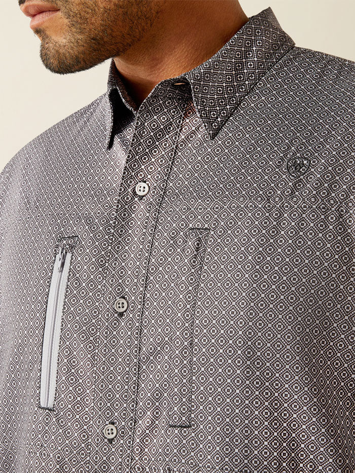 Ariat 10058815 Mens VentTEK Classic Fit Shirt Grey front view. If you need any assistance with this item or the purchase of this item please call us at five six one seven four eight eight eight zero one Monday through Saturday 10:00a.m EST to 8:00 p.m EST