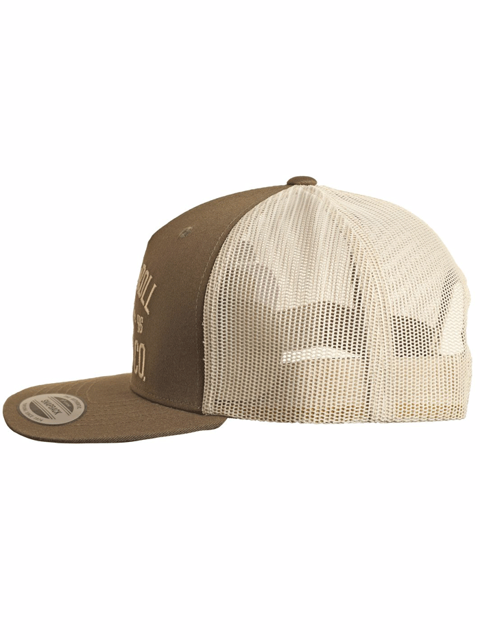 Rock & Roll Denim BU40X03042 Rodeo Trucker Snapback Cap Olive front view. If you need any assistance with this item or the purchase of this item please call us at five six one seven four eight eight eight zero one Monday through Saturday 10:00a.m EST to 8:00 p.m EST