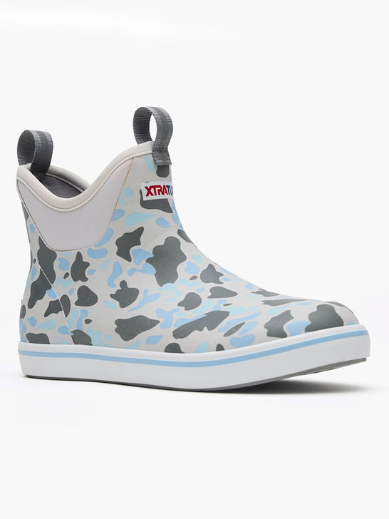 Xtratuf XMABDCI Mens Ankle Deck Boot Ice Duck Camo side / front view. If you need any assistance with this item or the purchase of this item please call us at five six one seven four eight eight eight zero one Monday through Saturday 10:00a.m EST to 8:00 p.m EST