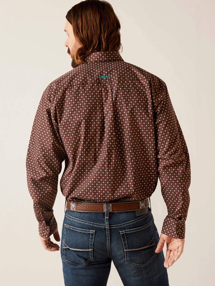 Ariat 10046221 Mens Barrett Classic Fit Shirt Bitter Chocolate front view. If you need any assistance with this item or the purchase of this item please call us at five six one seven four eight eight eight zero one Monday through Saturday 10:00a.m EST to 8:00 p.m EST